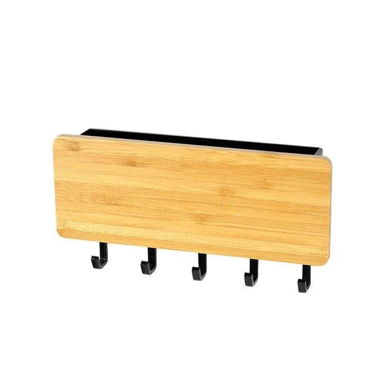 Wall Key Holder  Bamboo Wood 5-Hook Organizer - Product detail 7