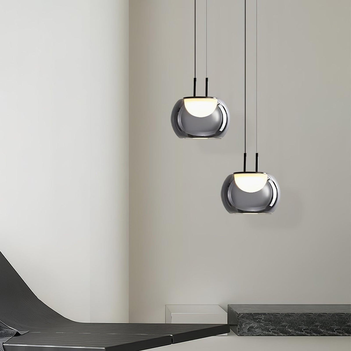 Modern Pendant Light  Smoked Glass Halo Design - Product detail 5