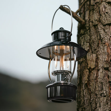 Outdoor LED Lantern  Black Iron Battery Powered Table Lamp - Product example