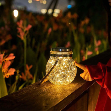 Solar Garden Light  Crackle Glass Hanging Lantern - Product detail 6