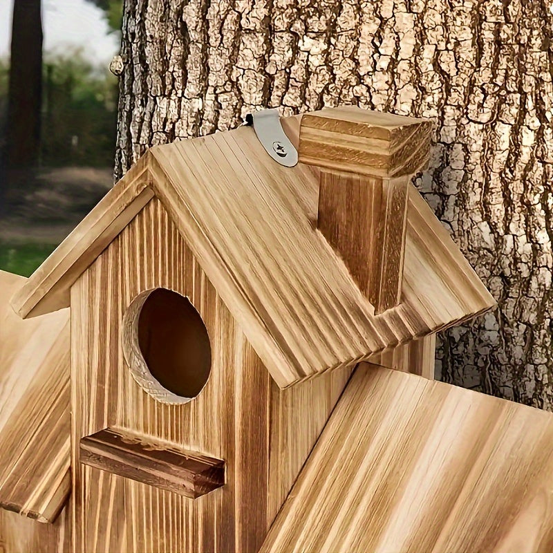Wooden Birdhouse Feeder  Multi-Nest Rustic Garden Design - Product detail 4