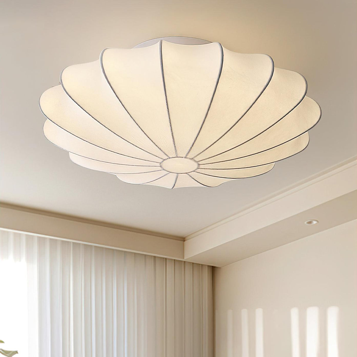 Shell Ceiling Light  Elegant Fluted Design - Detailed view