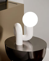 Modern Table Lamp  Curved Pink Resin with Glass Globe - Product detail 18