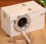 Wooden Bird Nesting Box  Natural Wood Design with Perch - Product showcase