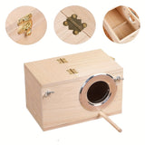 Wooden Bird Nesting Box  Natural Wood Design with Perch - Product example