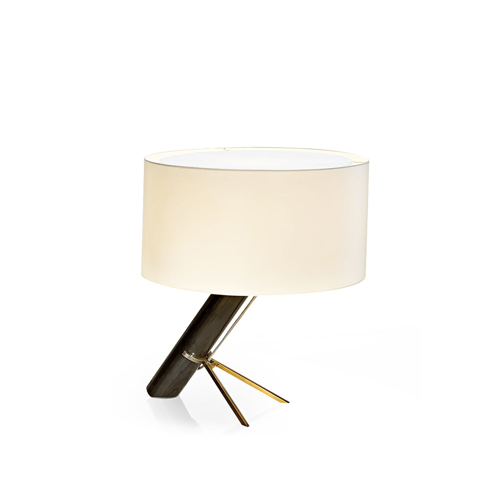 Modern Table Lamp  Dark Wood Base Golden Accents - Product detail 12