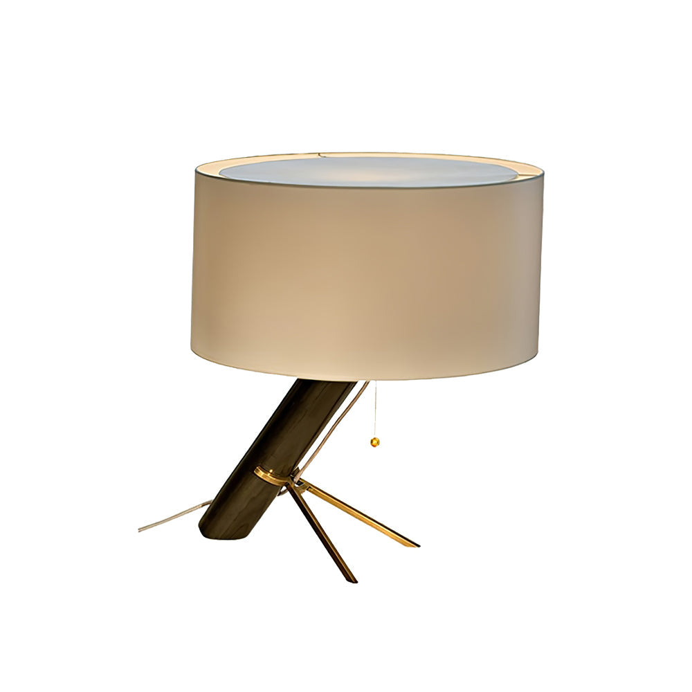 Modern Table Lamp  Dark Wood Base Golden Accents - Product detail 10