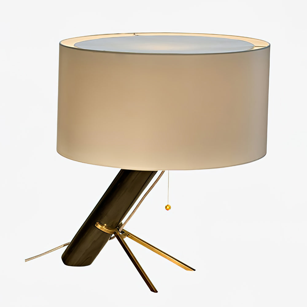 Modern Table Lamp  Dark Wood Base Golden Accents - Product detail 8