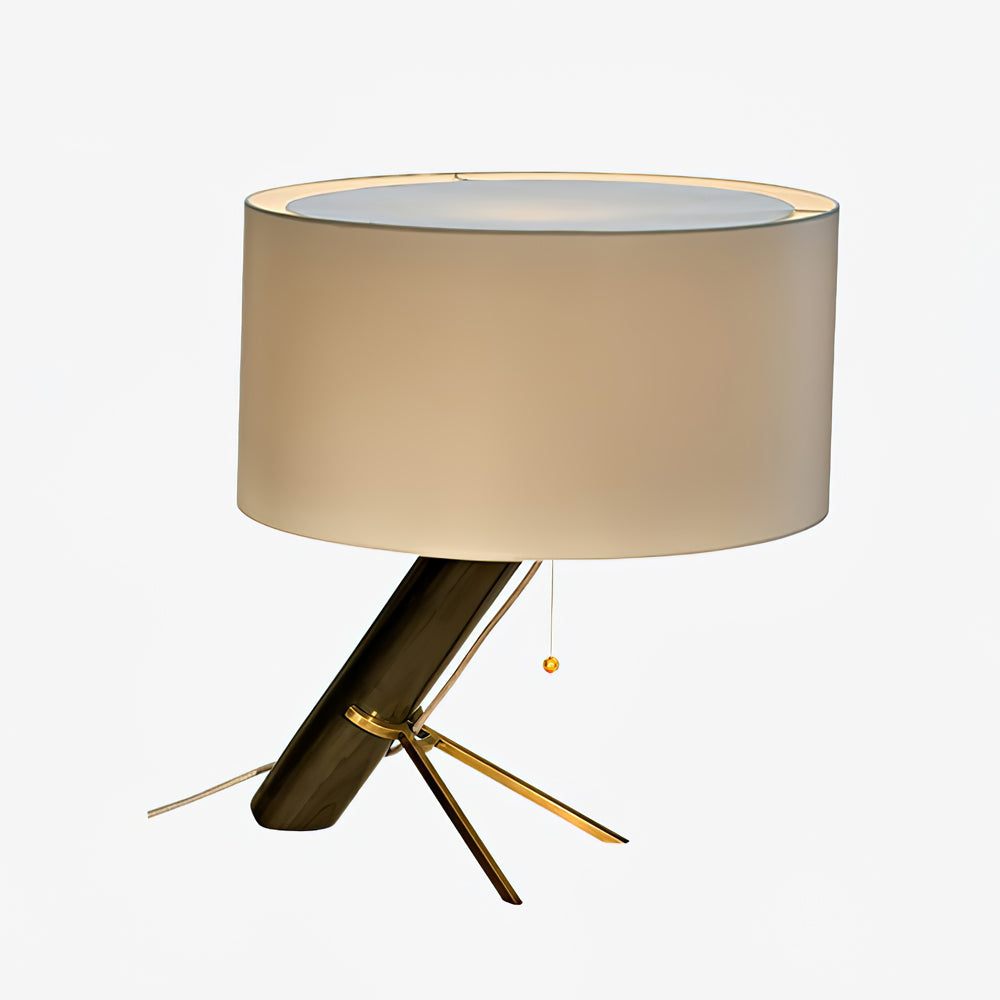 Modern Table Lamp  Dark Wood Base Golden Accents - Product detail 9