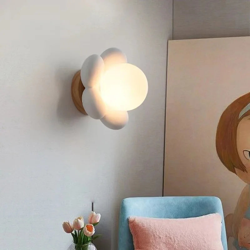 Floral Wall Light  Cream Petal Design - Detailed view