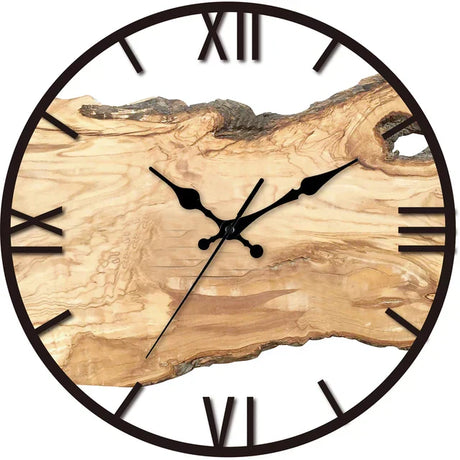 Natural Wood Wall Clock  Live Edge Design With Roman Numerals - Product detail 6