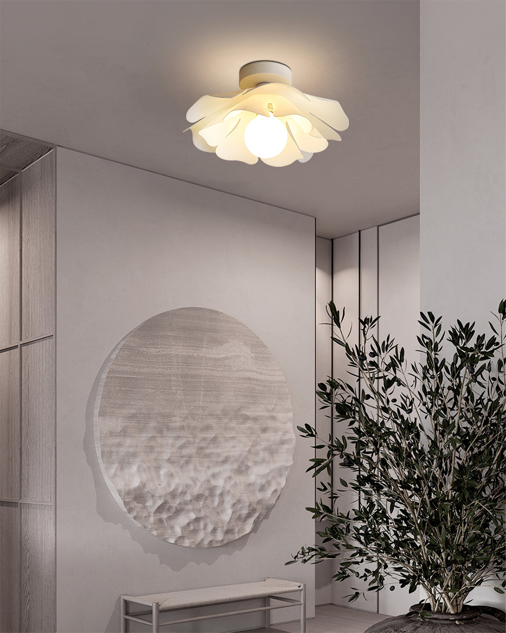Floral Ceiling Light  White Acrylic Petal Design - Product detail 6