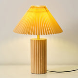 Scandinavian Table Lamp  Pleated Shade Wood Base - Product detail 5