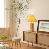 Scandinavian Table Lamp  Pleated Shade Wood Base - Product example