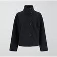 Womens Short Coat  Modern Button Front Design - Product showcase