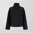 Womens Short Wool Coat  Stand Collar Button Closure - Product showcase