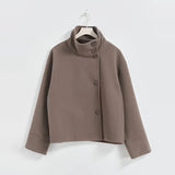 Womens Short Wool Coat  Stand Collar Button Closure - Product detail 5