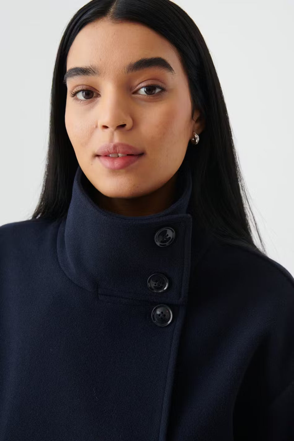 Womens Short Wool Coat  Stand Collar Button Closure - Product detail 7