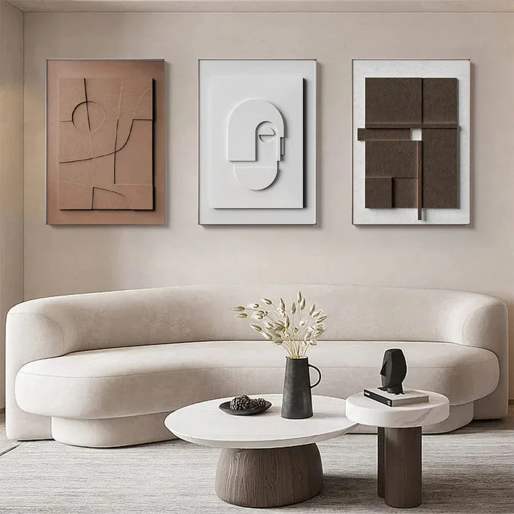 Abstract Wall Art  Minimalist 3D Geometric Canvas - Product example