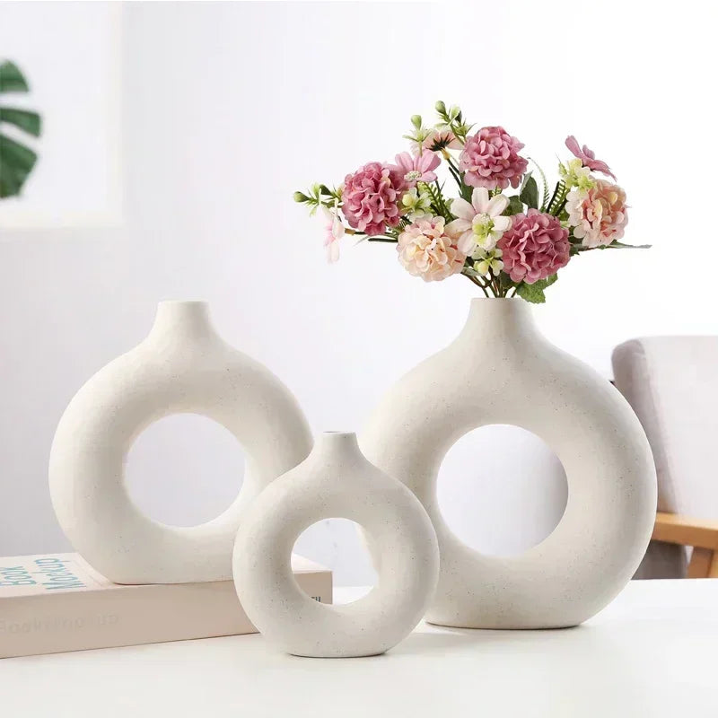 Modern Ceramic Vase Set  Hollow Circle Design - Product detail 4