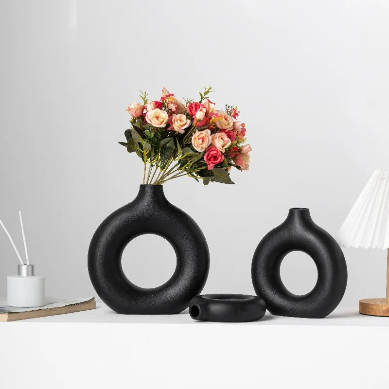 Modern Ceramic Vase Set  Hollow Circle Design - Product detail 12