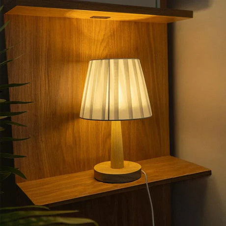 Minimalist Table Lamp  Natural Wood Base With White Shade - Product detail 7