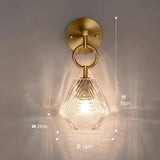 Art Deco Wall Light  Geometric Glass Shade With Brass Mount - Product detail 4