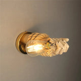 Vintage Hemp Rope Wall Light  Wooden Hand Industrial Sconce - Detailed view