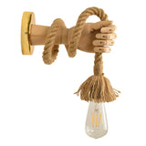 Vintage Hemp Rope Wall Light  Wooden Hand Industrial Sconce - Product detail 4