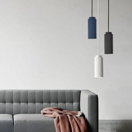 Nordic Pendant Light  Ribbed Cylinder Design - Product showcase