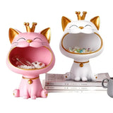Decorative Cat Fruit Bowl  Crown Detail White Resin Design - Product detail 8