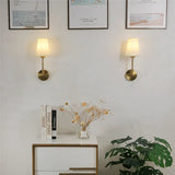 Modern Wall Sconce  Brass Arm Linen Shade - Product detail 4