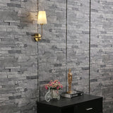 Modern Wall Sconce  Brass Arm Linen Shade - Product example