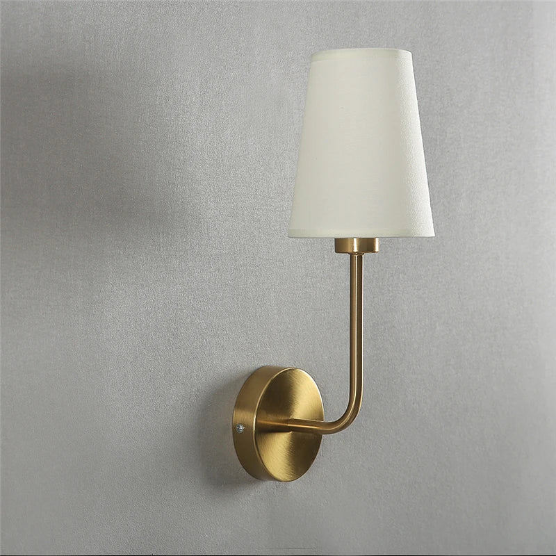 Modern Wall Sconce  Brass Arm Linen Shade - Product detail 5