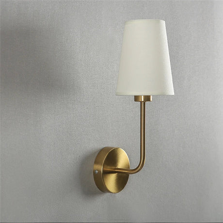 Modern Wall Sconce  Brass Arm Linen Shade - Product detail 5