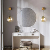 Modern Glass Wall Light  Brass Globe Sconce - Detailed view