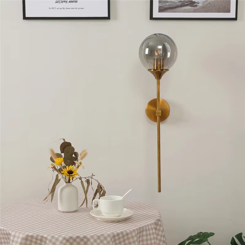 Modern Wall Sconce  Brass Globe LED Light Fixture - Product detail 4