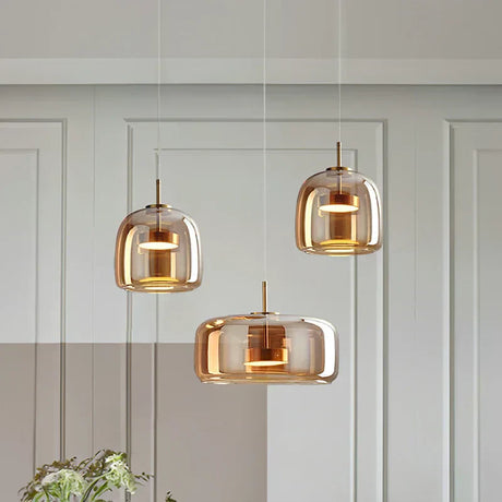 Modern Glass Pendant Light  Amber Dome Collection - Product detail 6