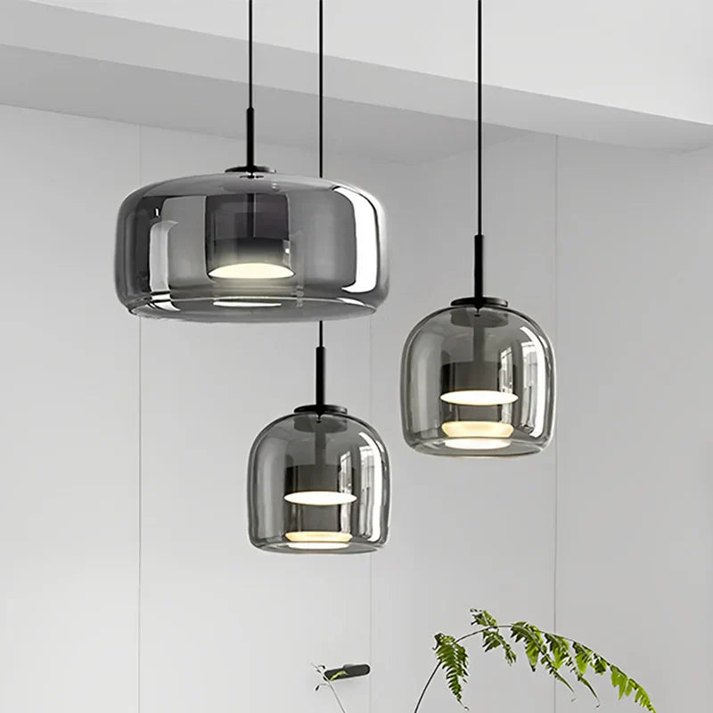 Modern Glass Pendant Light  Amber Dome Collection - Product detail 5