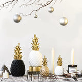 Tropical Pineapple Decor  White Resin With Gold Crown - Product example