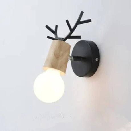 Nordic Wall Sconce  Antler Design Wood Accent - Product showcase