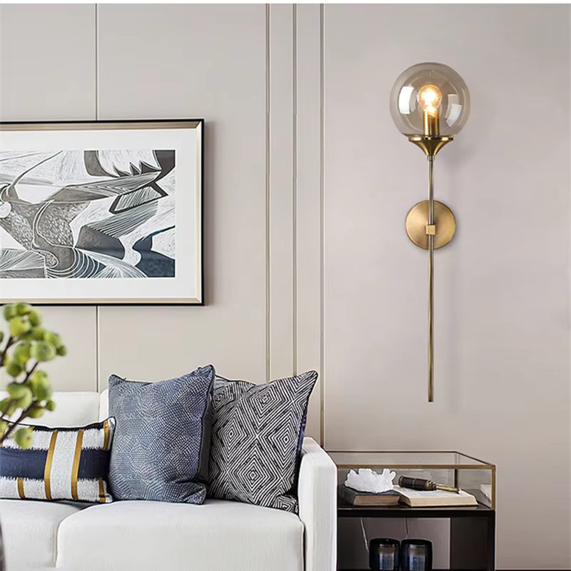 Modern Wall Sconce  Brass Globe LED Light Fixture - Product detail 6