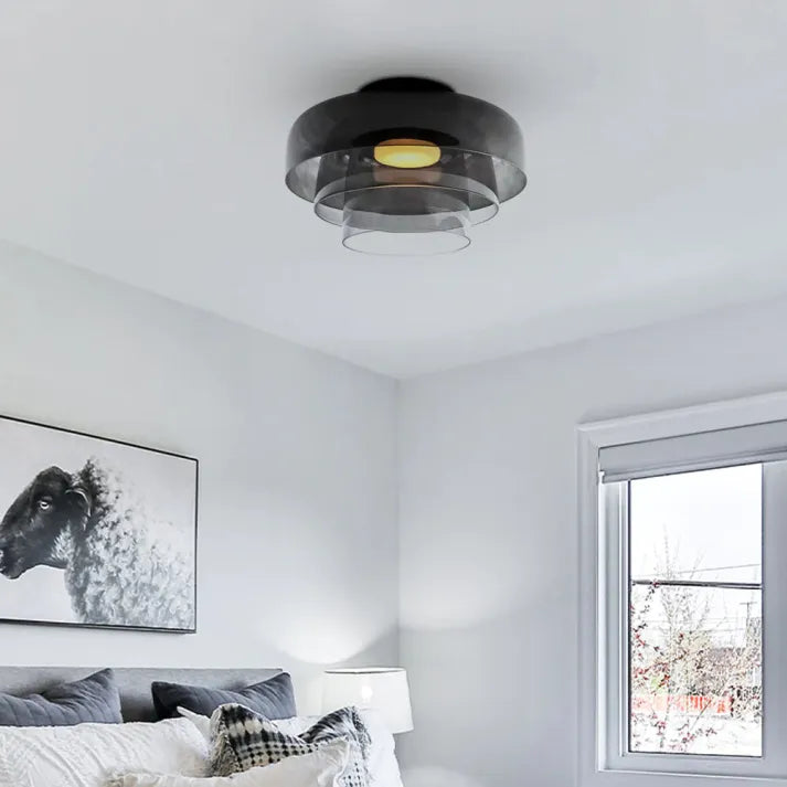 Modern Glass Ceiling Light  Layered Smoke Shade Design - Product detail 26