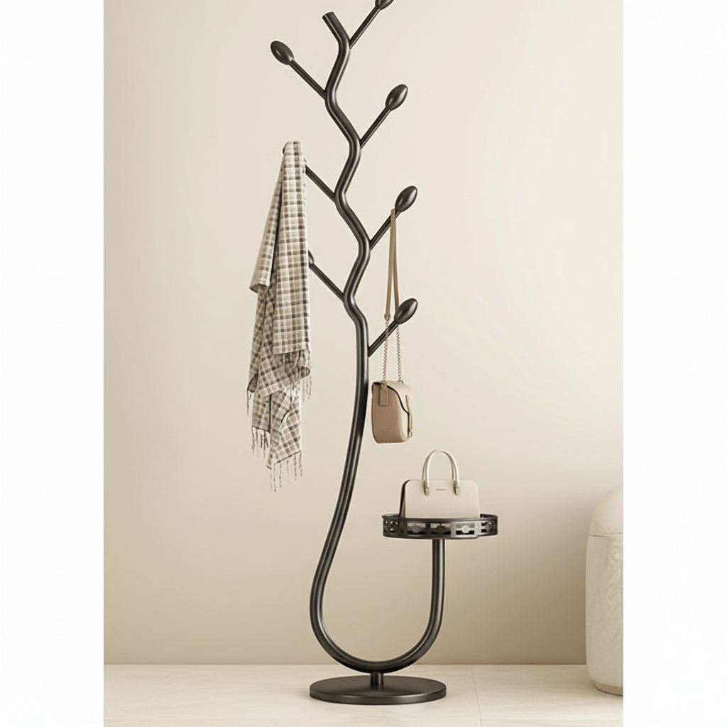 Tree Coat Rack Stand  Black Iron Branch Design - Detailed view