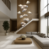 Modern Glass Chandelier  Floating Petal Design - Detailed view