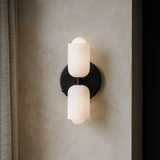 Nordic Wall Light  Brass  White Glass Double Sconce - Detailed view