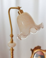 Vintage Table Lamp  Brass Base With Glass Floral Shade - Product detail 13