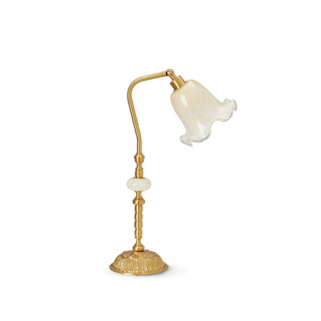 Vintage Table Lamp  Brass Base With Glass Floral Shade - Product detail 18