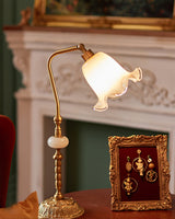 Vintage Table Lamp  Brass Base With Glass Floral Shade - Product detail 11