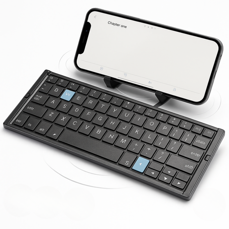 Foldable Bluetooth Keyboard  Magnetic Phone Stand Design - Product showcase
